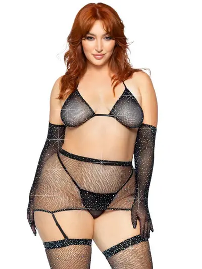 Risk Taker Plus Rhinestone Bra Set 1