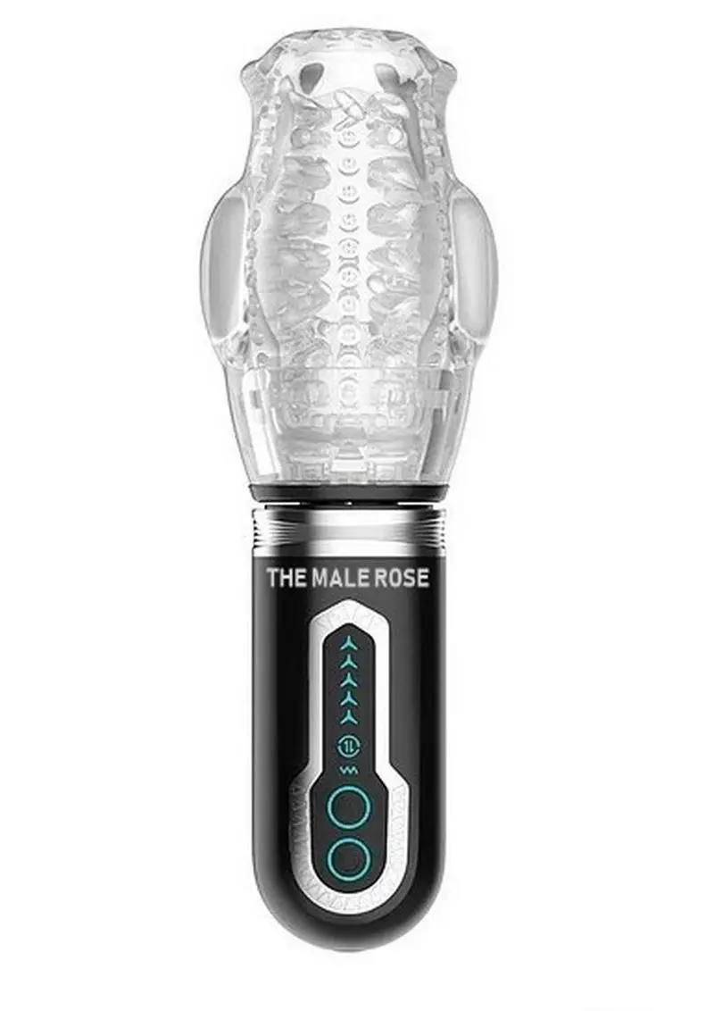 The Male Rose 3 Rechargeable Thrusting Rotating Masturbator - Black/Clear 1