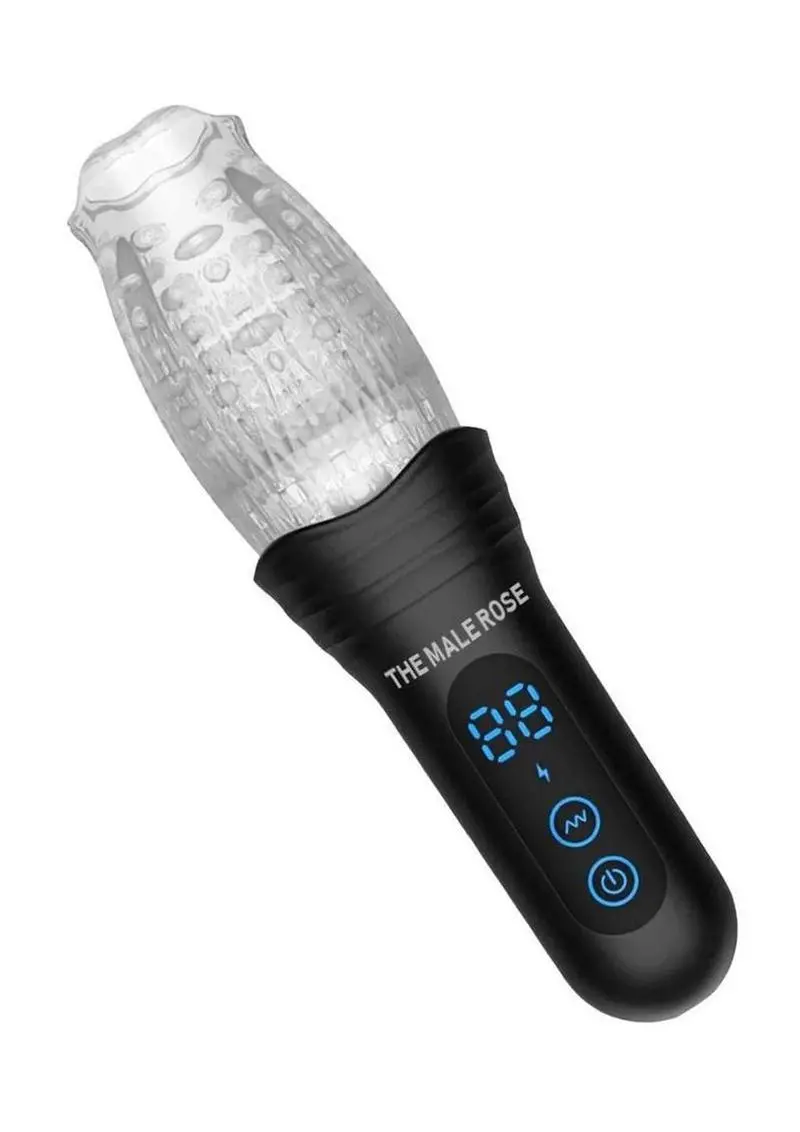 The Male Rose Pro Rechargeable Thrusting Rotating Masturbator - Black/Clear 1