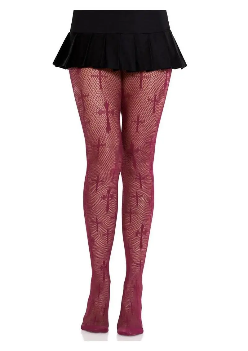 Leg Avenue Worship Me Cross Net Tights Os 1