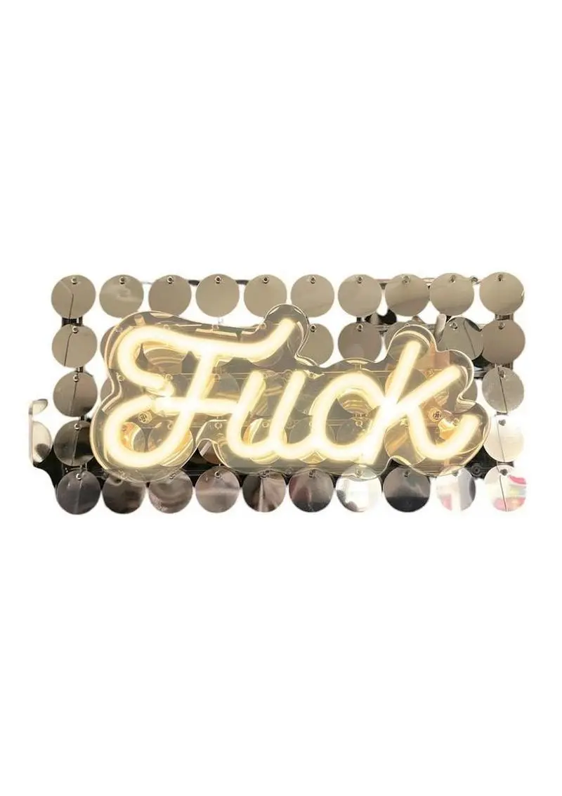 Neon Light Up Fuck Sign - Silver/White 1