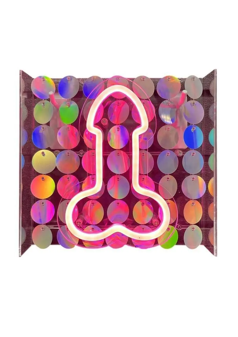 Neon Light Up Penis Sign - Pink/Silver 1