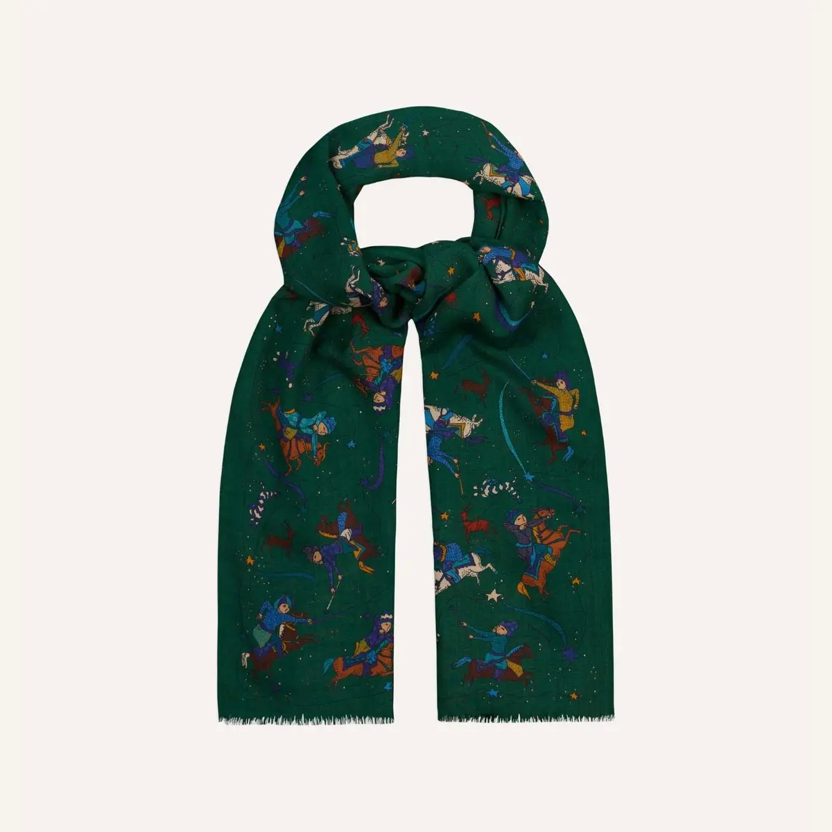 Green Moghul & Stars Wool Scarf 1