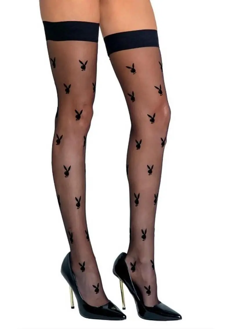 Playboy Bunny Noir Stockings - Black 1