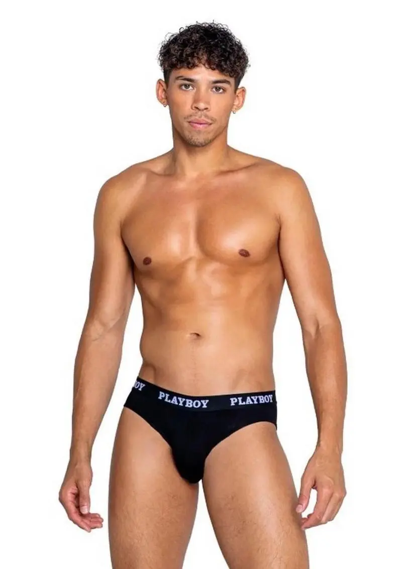 Playboys Mens Modal Gym Brief - Black/White 1