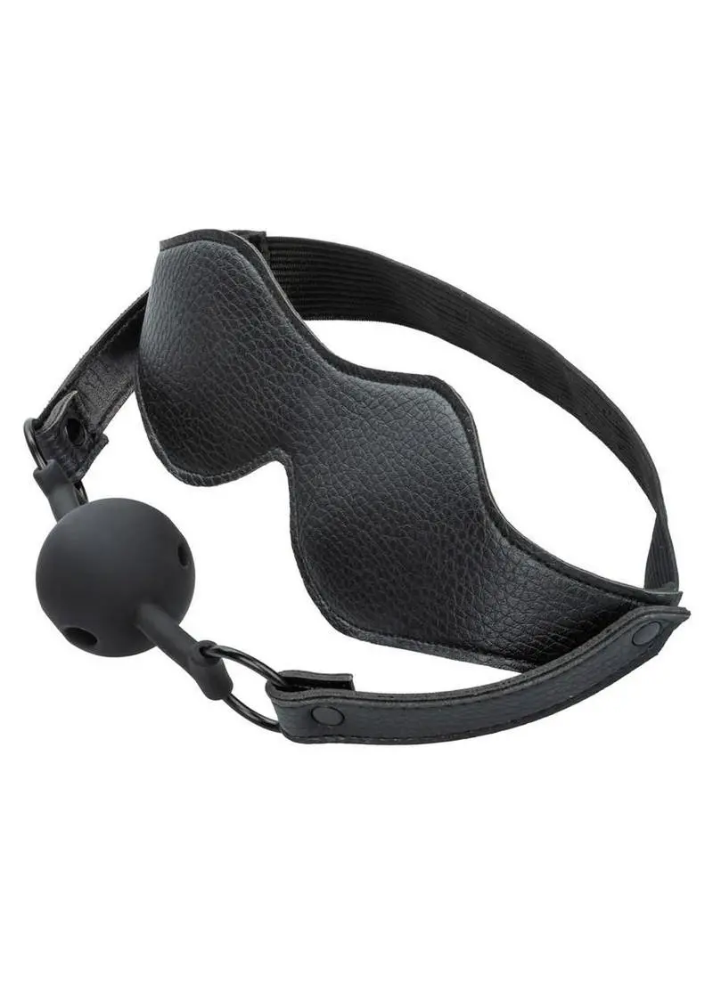 Nocturnal Collection Eye Mask & Breathable Ball Gag - Black 1