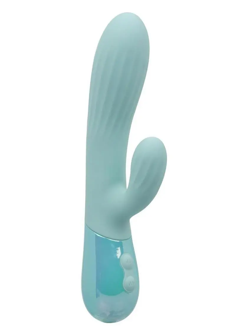 Aura Dual Ripple Rechargeable Silicone Rabbit Vibrator - Blue 1