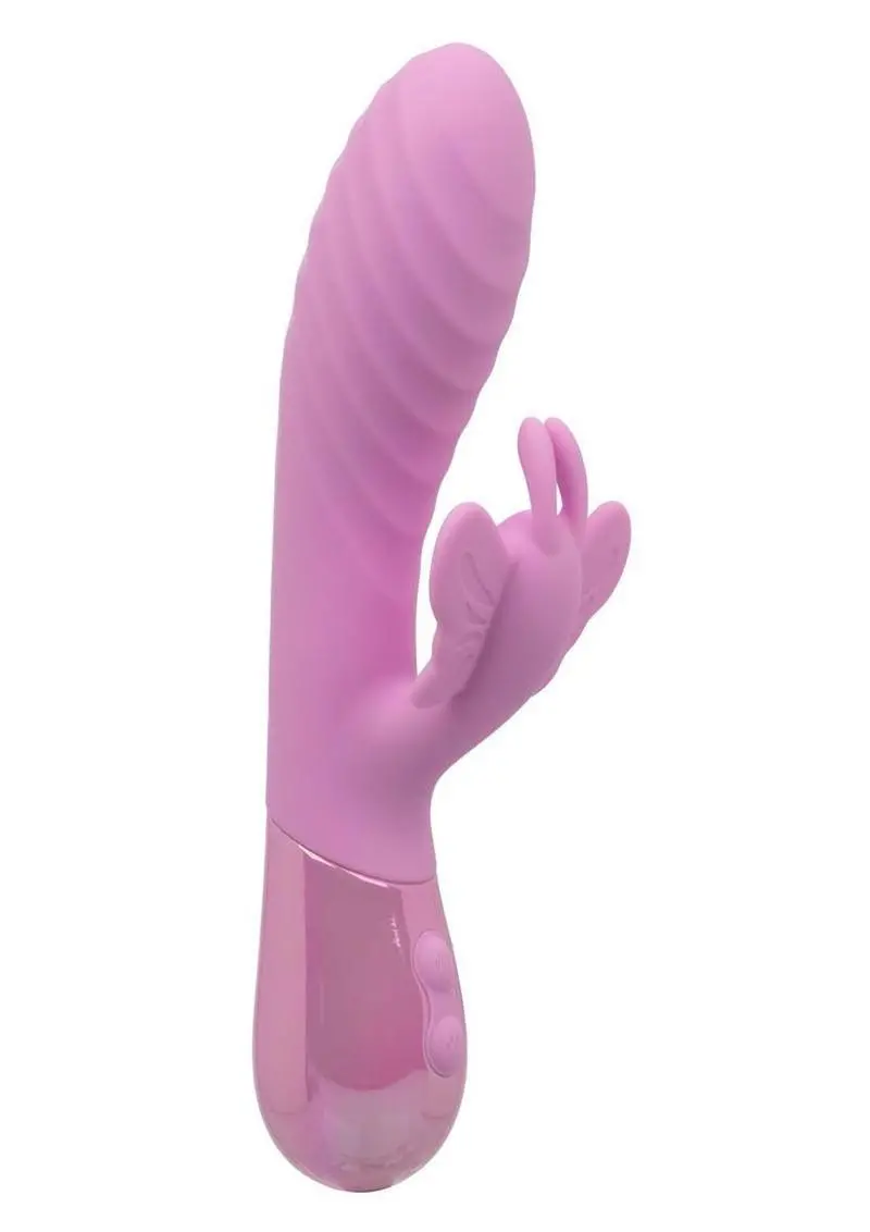 Aura Dual Flutter Rechargeable Silicone Rabbit Vibrator - Pink 1