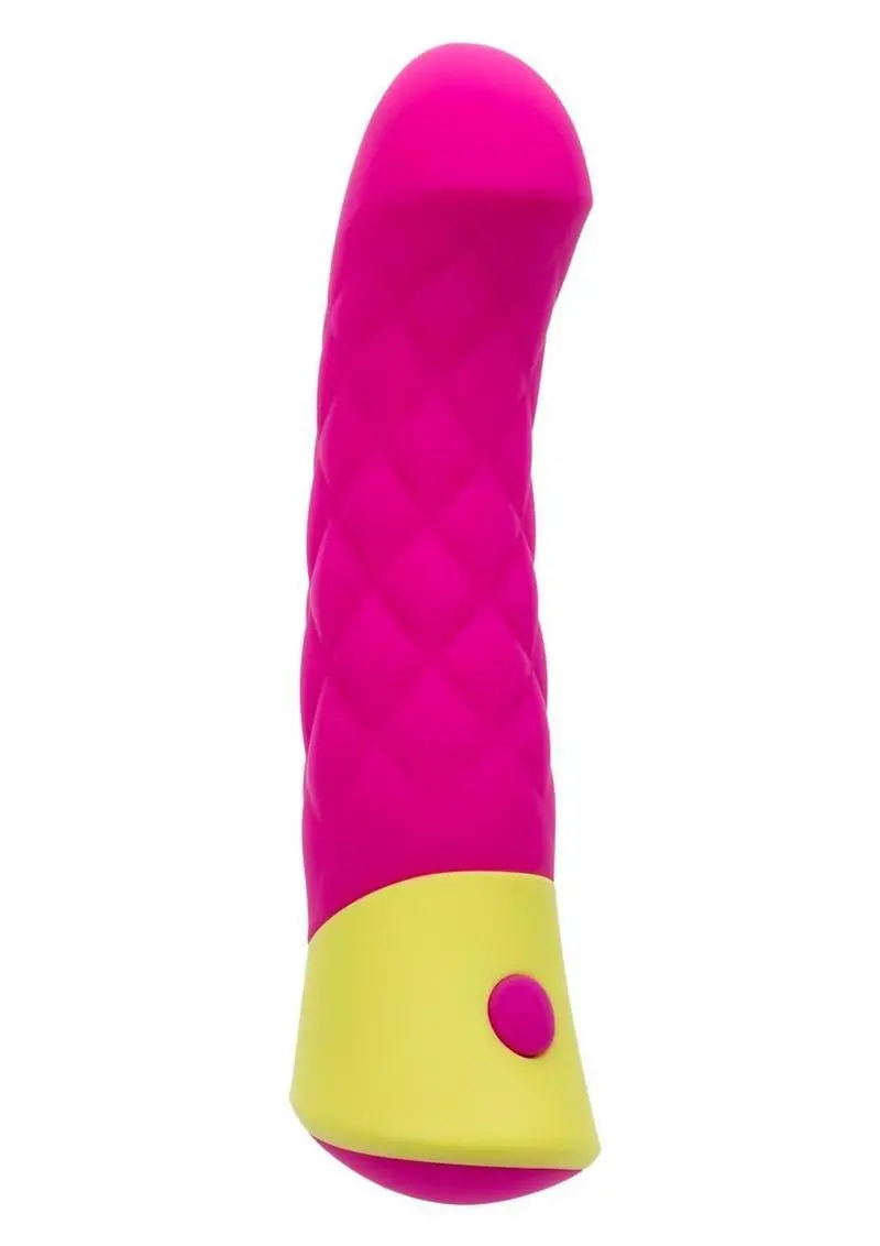 Rave Quilted G Rechargeable Silicone Vibrator - Pink/Yellow 1