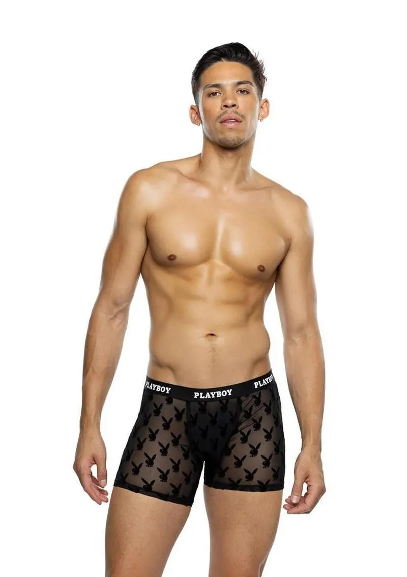 Playboy Men's Burnout Bunny Boxer Briefs 1