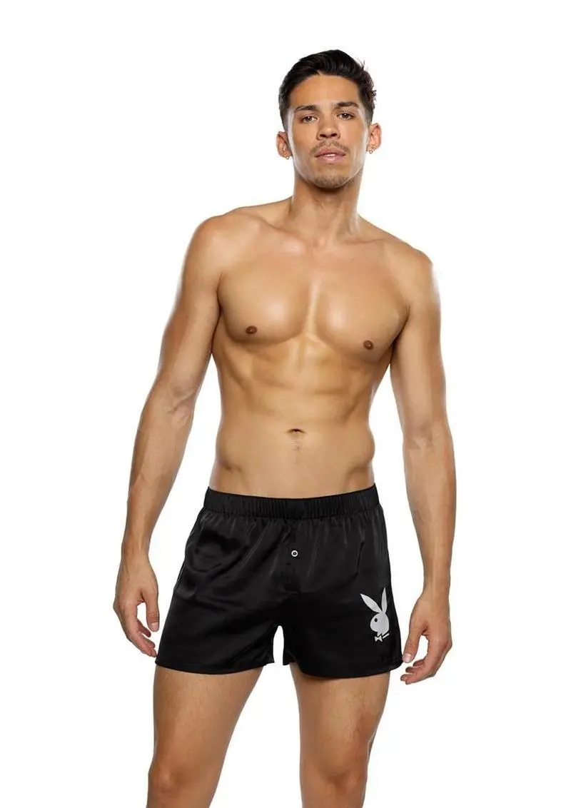 Playboy Burnout Bunny Boxer Briefs - Black/White 1