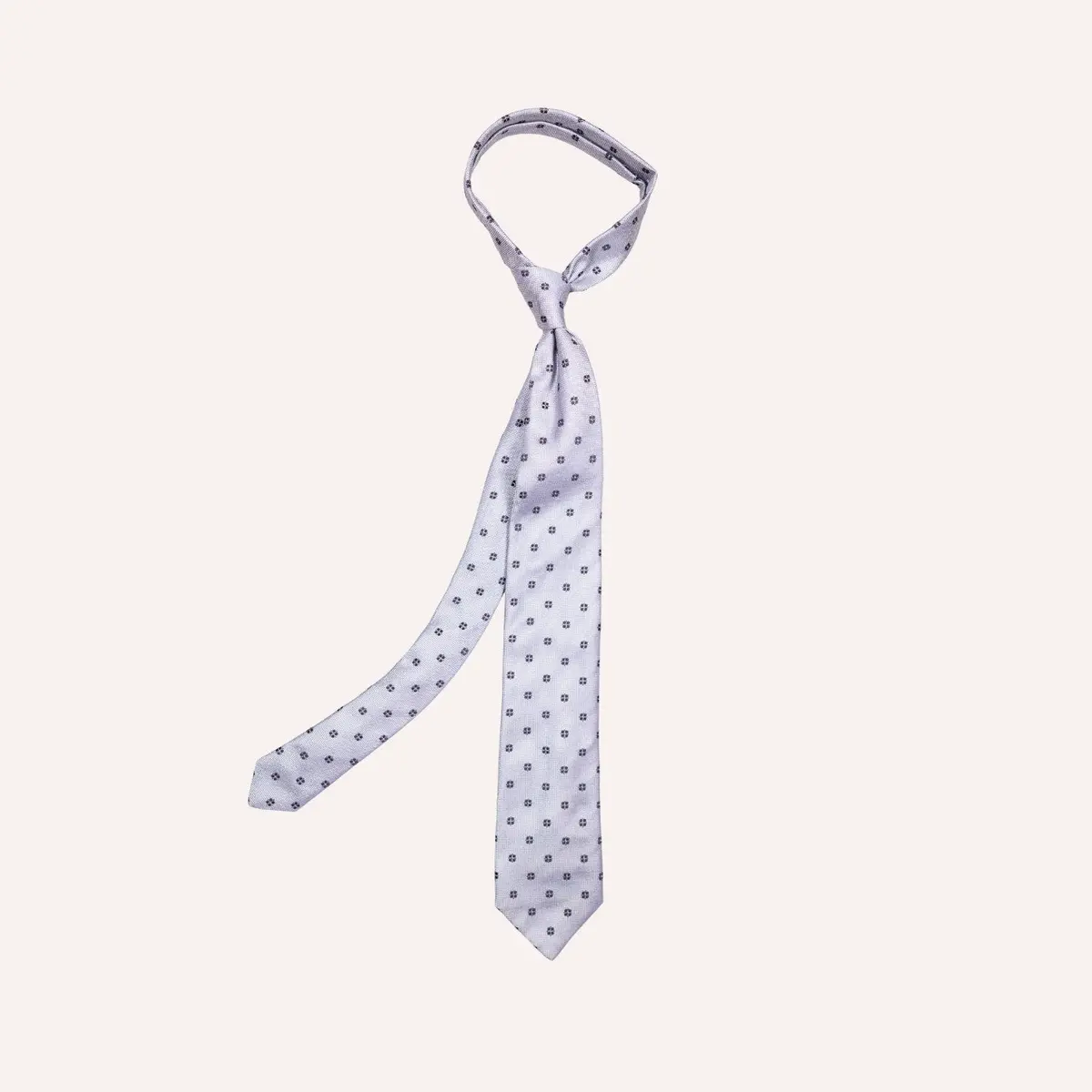 Steel Blue Flower Dot Geometric Pattern Tie 1