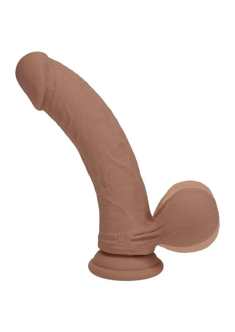 Realrock Rechargeable Silicone Dual Layered Vibrating Curved Dildo With Weighted Balls 8In 1