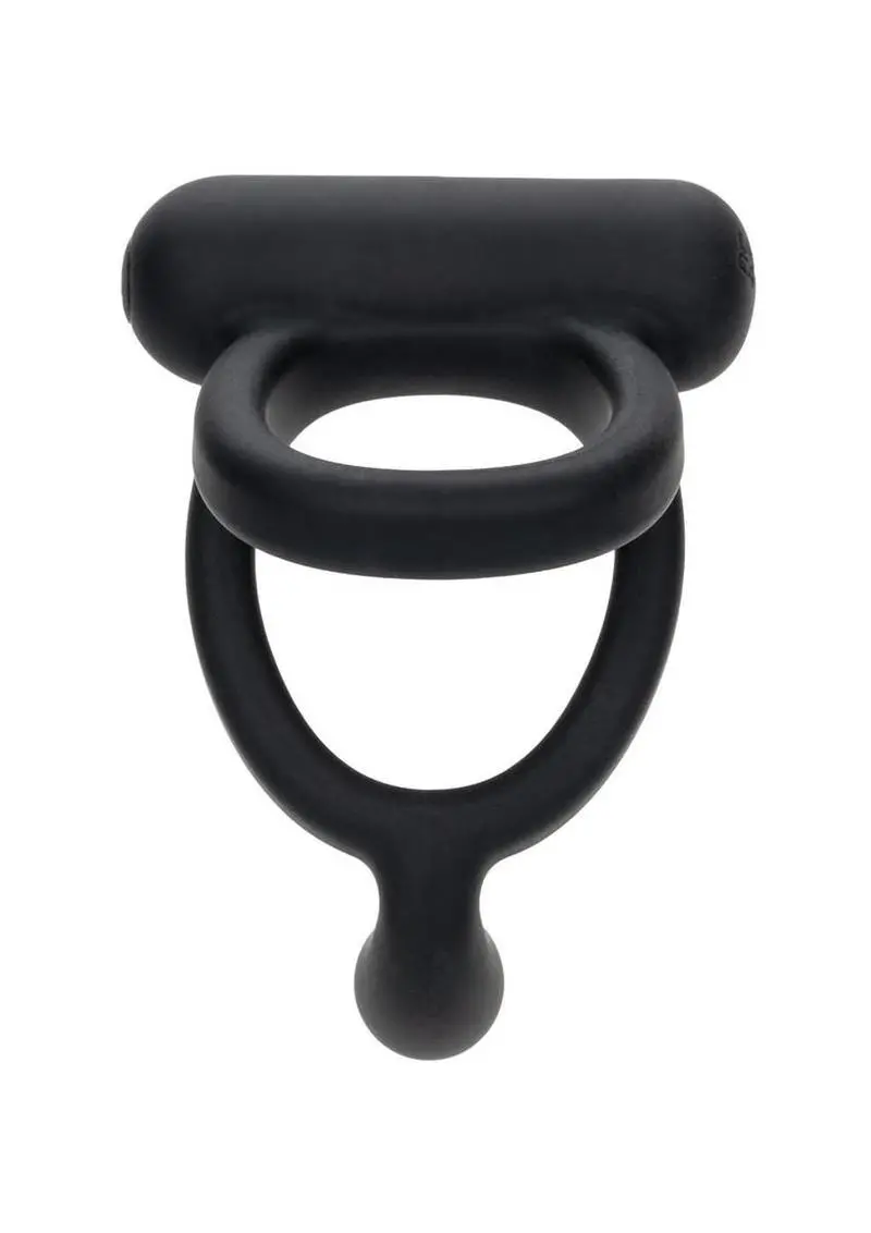 Closer Intimate Rechargeable Silicone Dual Cock Ring Caress - Black 1