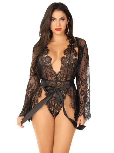 Love Affair Lace Robe & Teddy Set 1