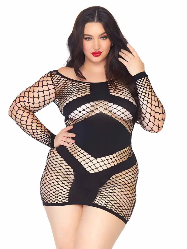 Take Charge Plus Fishnet Dress 1