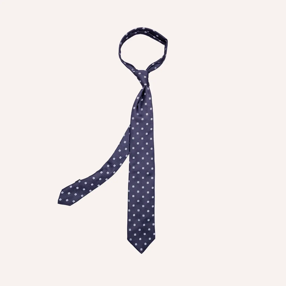 Navy Silk Geometric Dot Pattern Tie 1