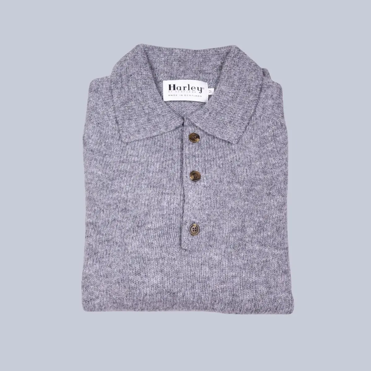 Mid Grey Lambswool 3 Button Sweater 1