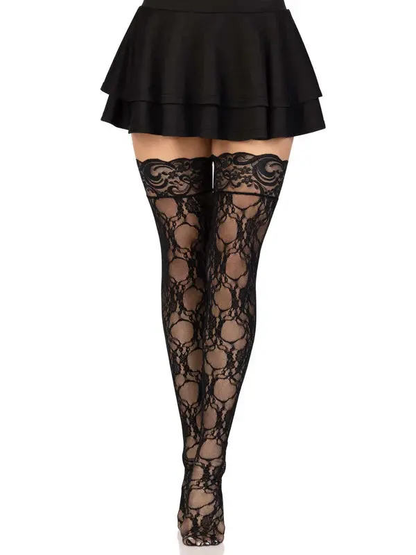 Bree Floral Lace Thigh Highs 1