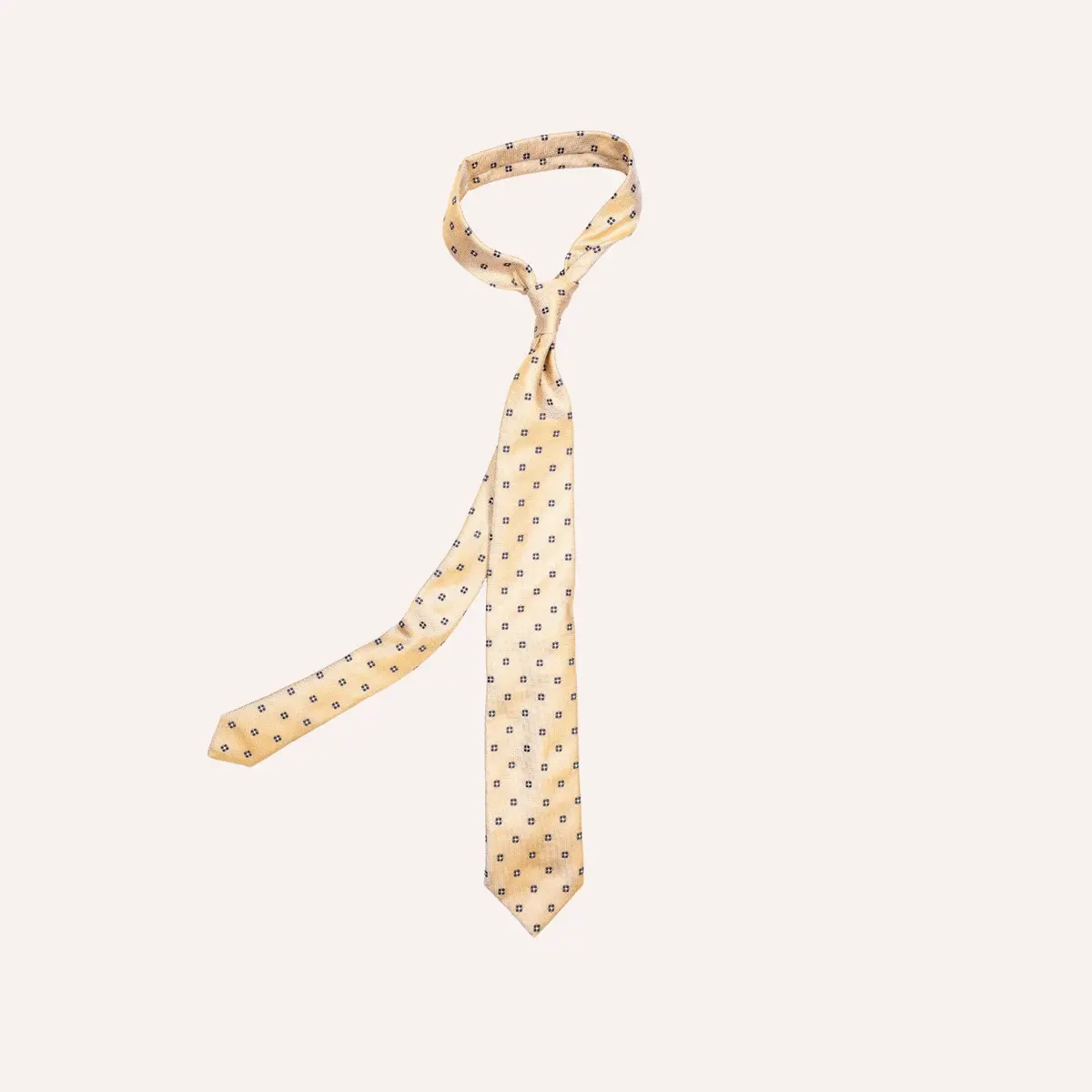 Gold Flower Dot Geometric Pattern Tie 1