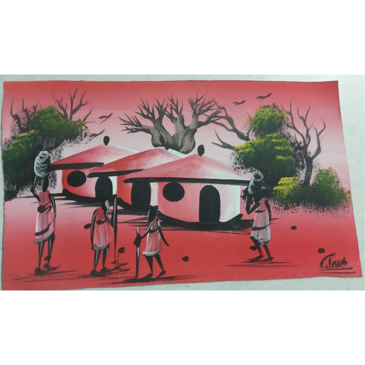 African Village Life Original Paintings 1