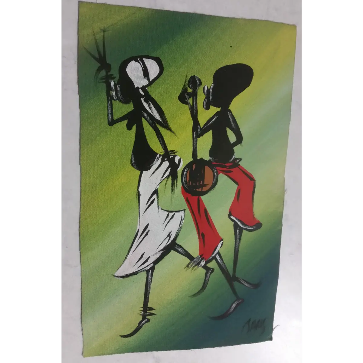 African Young Dancers Miniature Original (Abstract) Painting 1