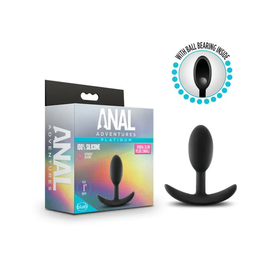 Anal Adventures Platinum - Silicone Vibra Slim Plug - Small - Black 1