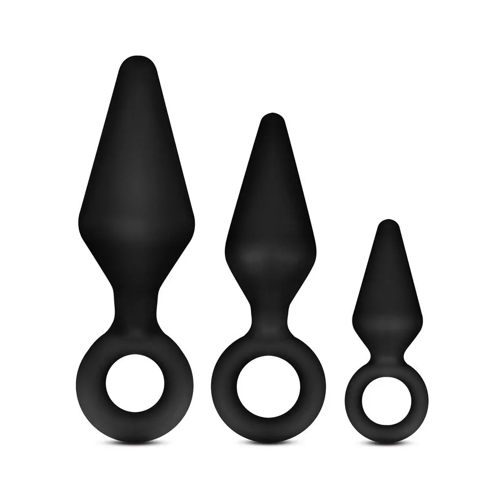 Anal Adventures Platinum - Silicone Loop Plug Kit - Black 1