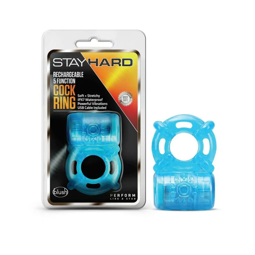 Stay Hard - Rechargeable 5 Function C-Ring - Blue 1