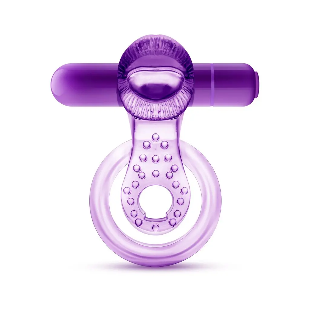 Play With Me - Lick It - Vibrating Double Strap Cock Ring - Purple 1