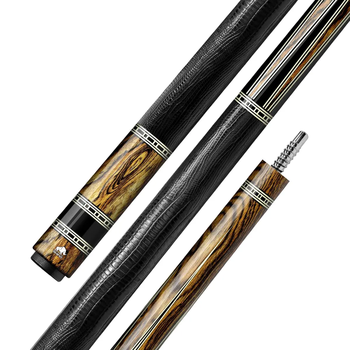 Rhino Retrô Cue Butt - Bocote - Lizard Embossed Microfiber Leather Wrap & Point 1
