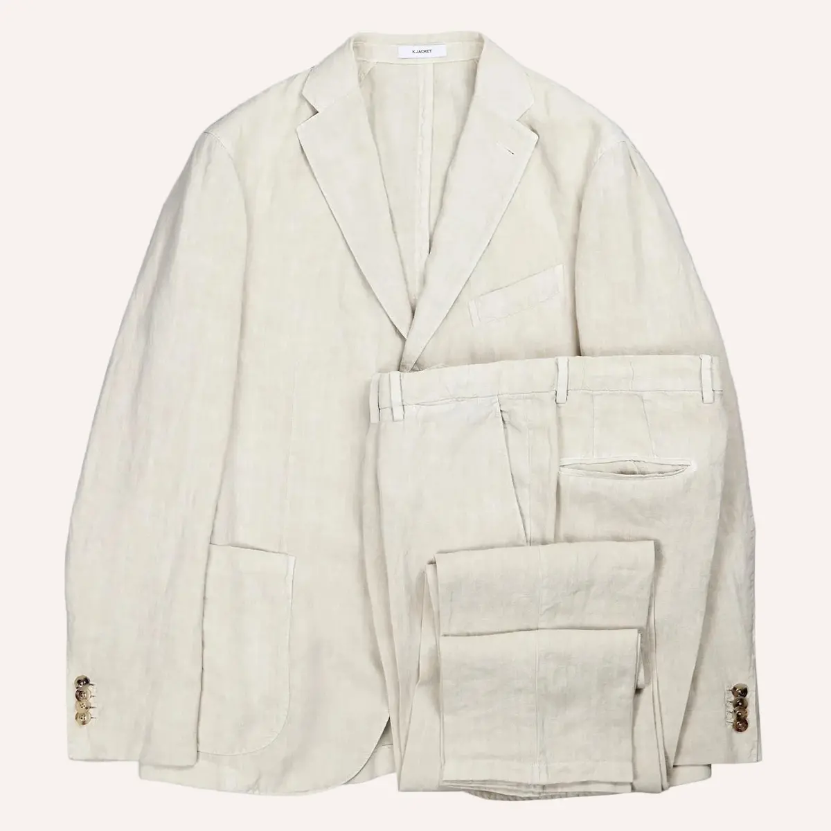 Light Beige Washed Linen Suit 1