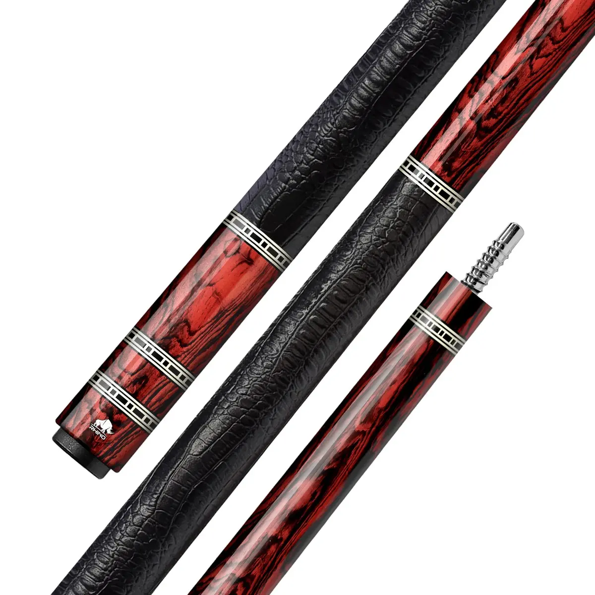 Rhino Retrô Cue Butt - Cocobolo - Crocodile Embossed Microfiber Leather Wrap 1