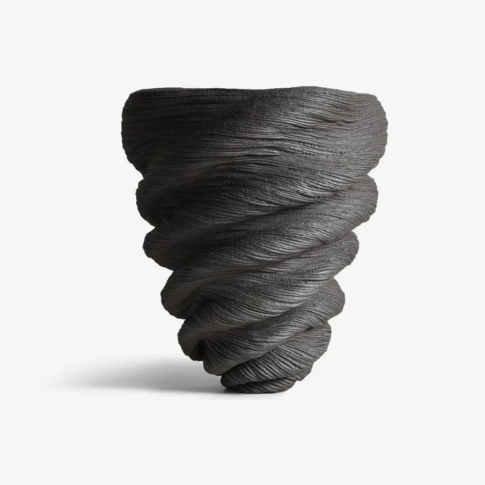 Coiled Black Porcelain Large Bowl 1