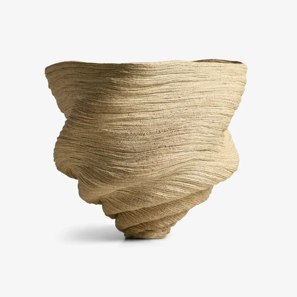 Coiled Tan Porcelain Large Bowl 1