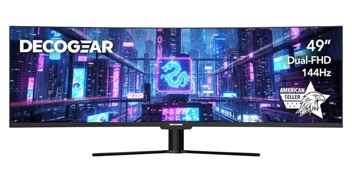 (Entry) Deco Gear Curved 49” Super Ultrawide Gaming Monitor, 32:9 Wdfhd 3840×1080, 144Hz, 3Ms, 3000:1 Va, Hdr400, Adaptive Sync, Usb-C 65W, Hdmi/Dp, Pbp/Pip, Kvm, 1800R, American Seller 1