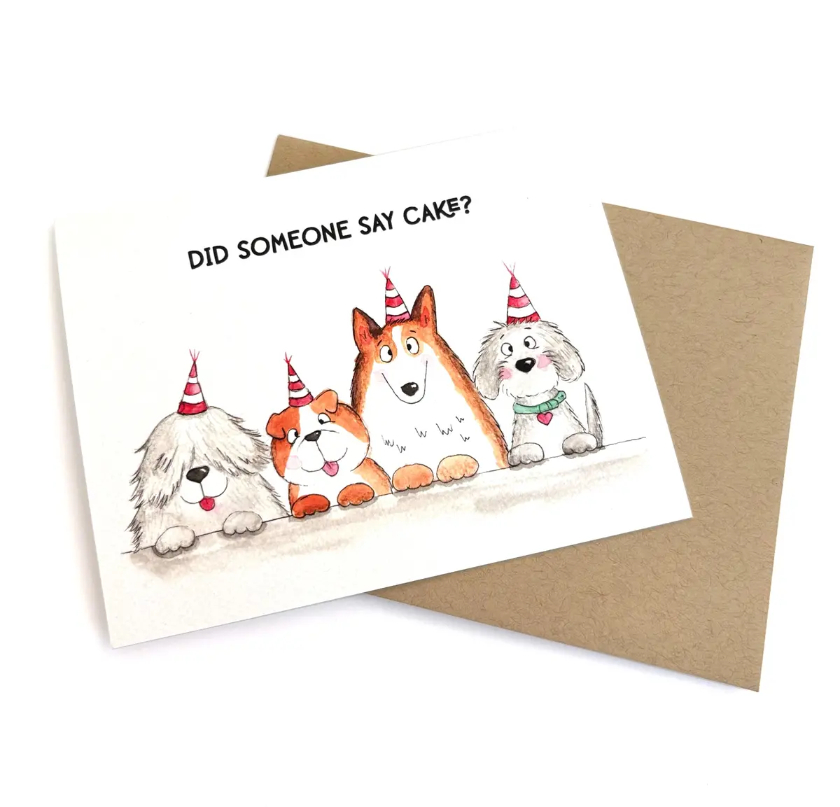 Puppies And Cake Greeting Card 1