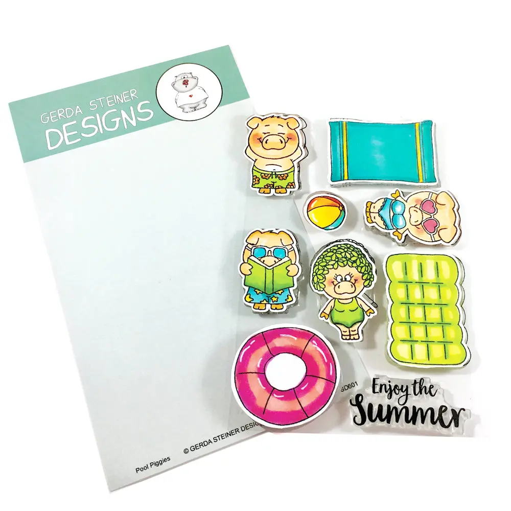 Pool Piggies 4X6 Clear Stamp Set - Gsd601 1