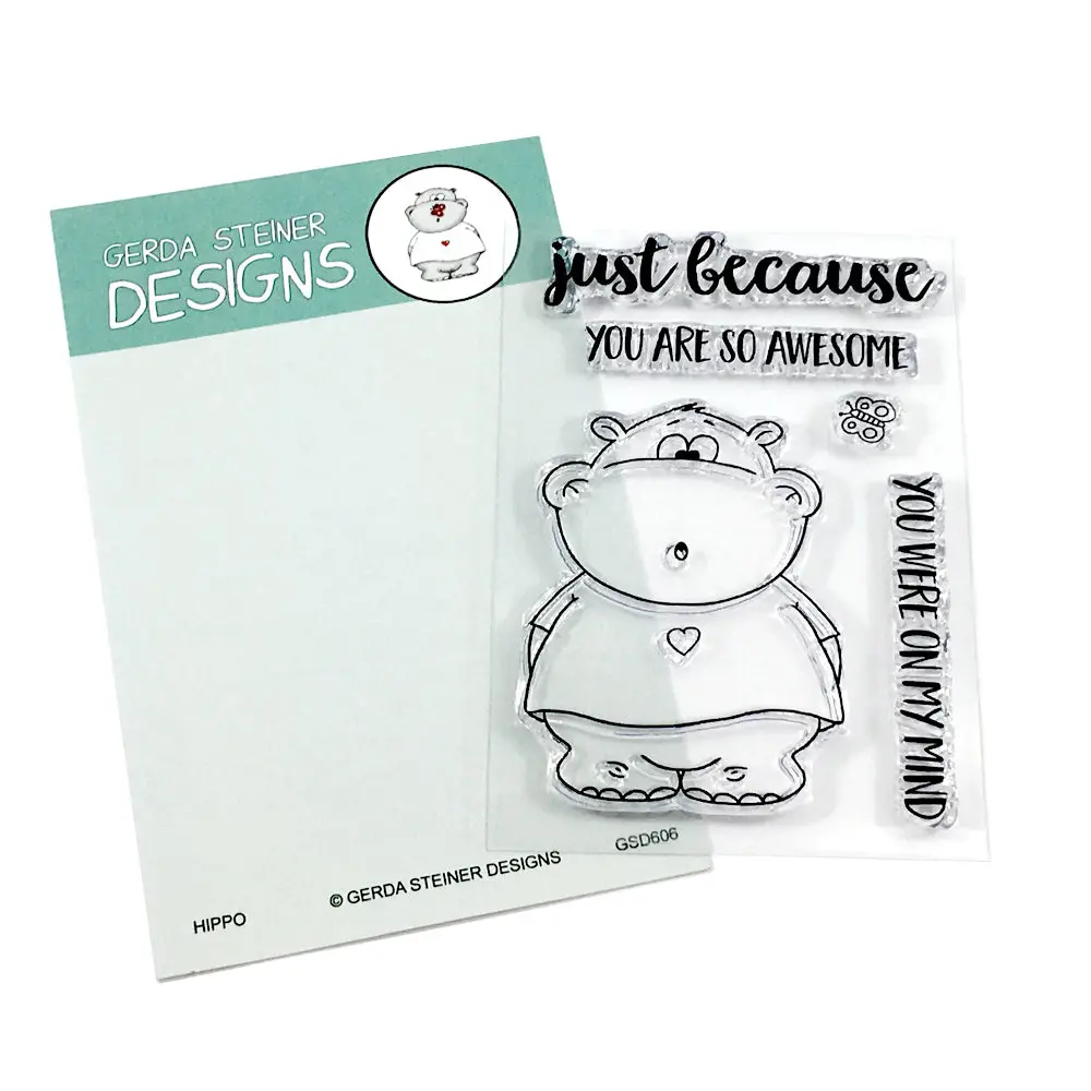 Hippo With Butterfly 3X4 Clear Stamp Set - Gsd606 1