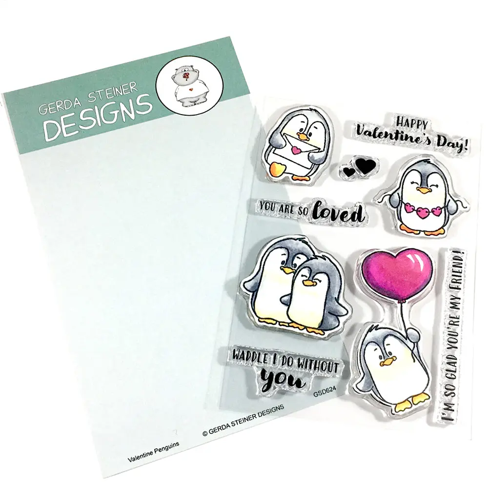 Valentine Penguins 4X6 Clear Stamp Set - Gsd624 1