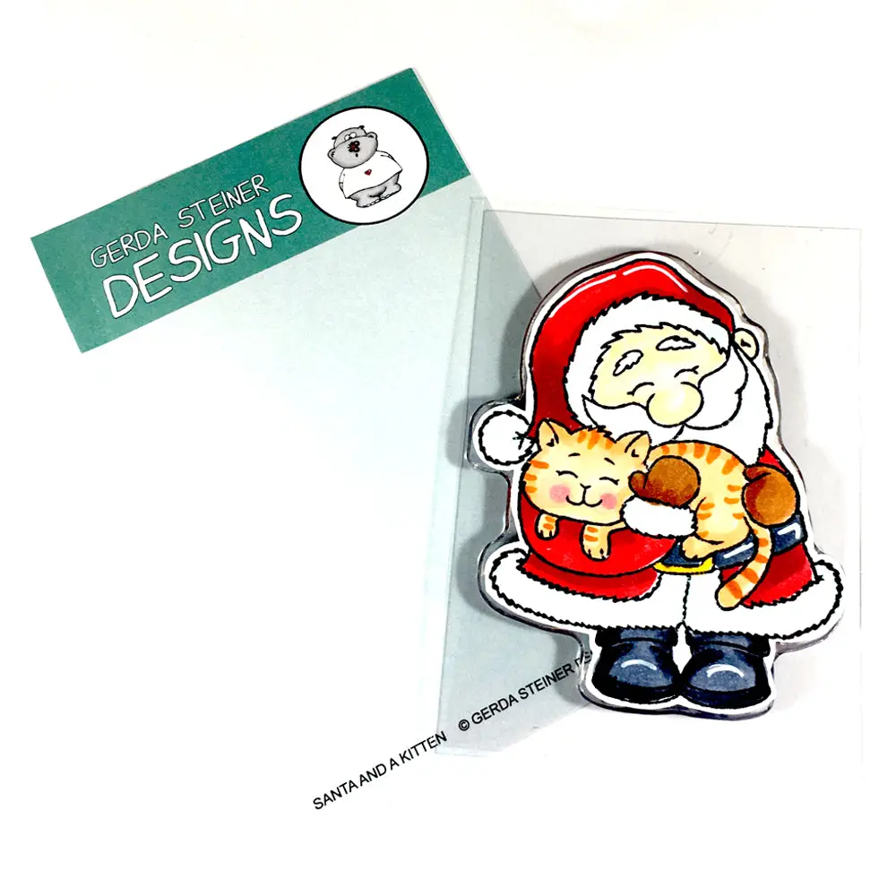 Santa And A Kitten 3X4 Clear Stamp Set - Gsd649 1
