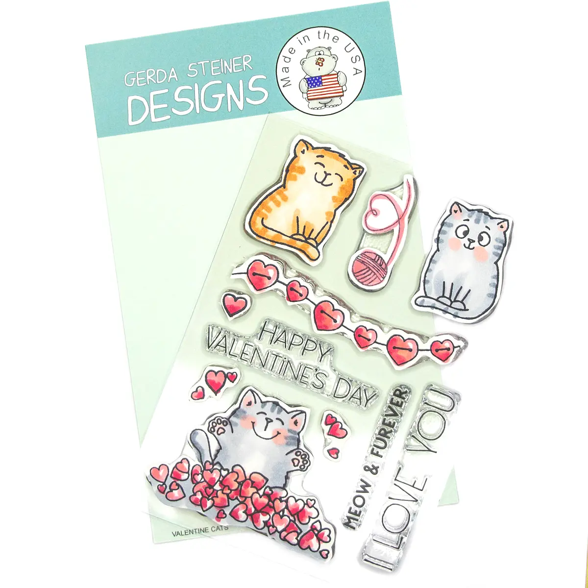 Valentine Cats 4X6 Clear Stamp Set - Gsd716 1