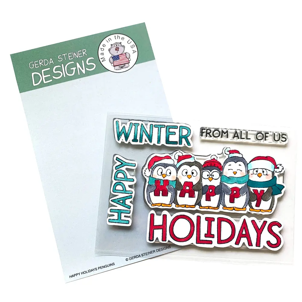 Happy Holidays Penguin 4X6 Clear Stamp Set 1