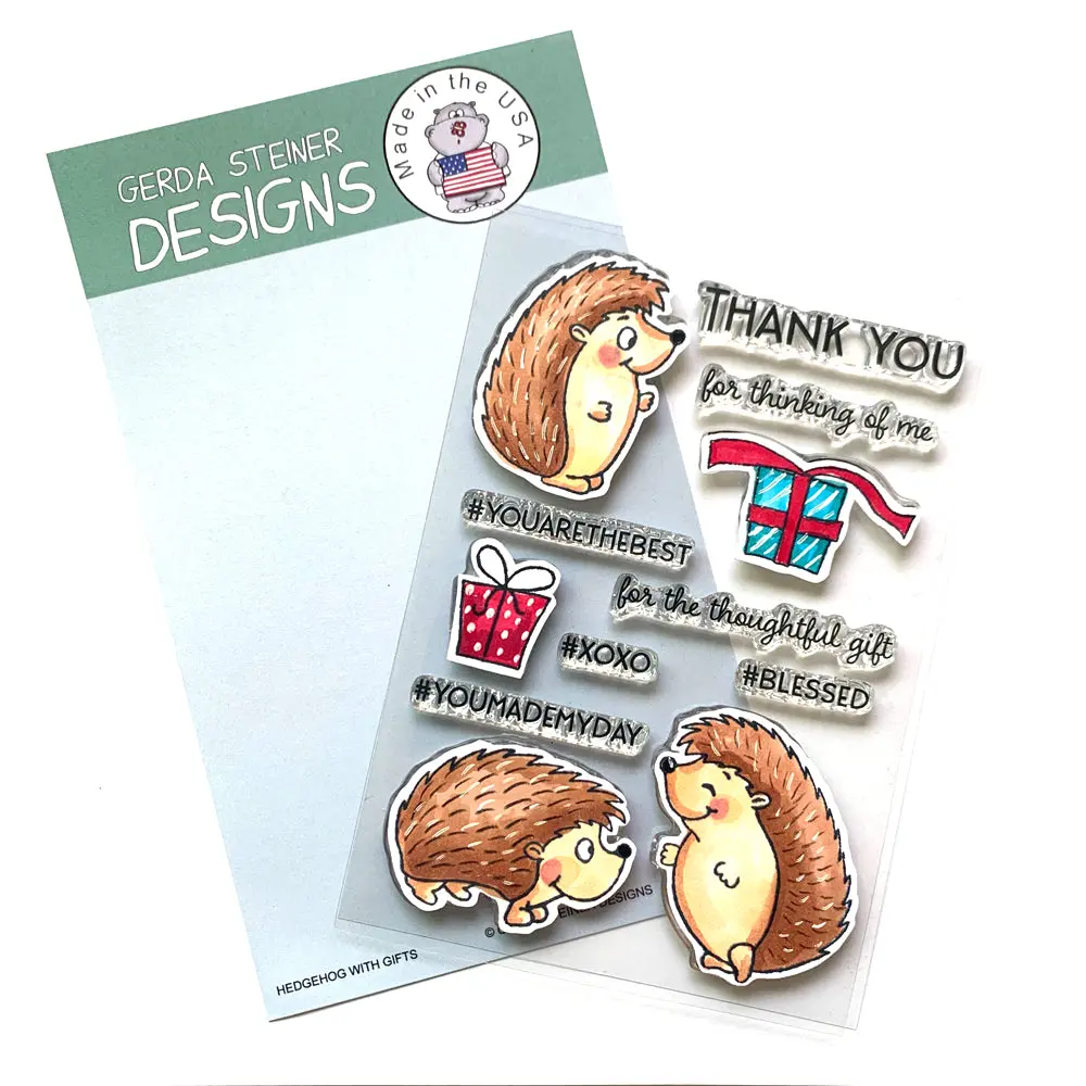 Hedgehog With Gifts - 4X6 Clear Stamp Set - Gsd739 1