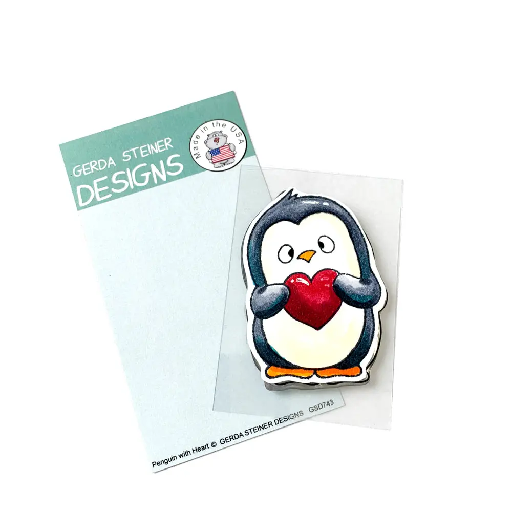 Penguin With Heart Clear Stamp - Gsd743 1