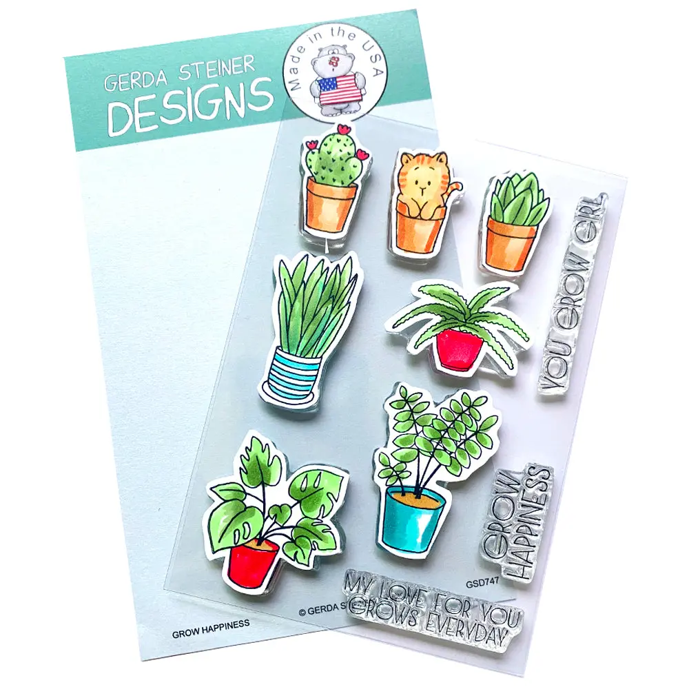 Grow Happiness 4X6 Clear Stamp Set - Gsd747 1