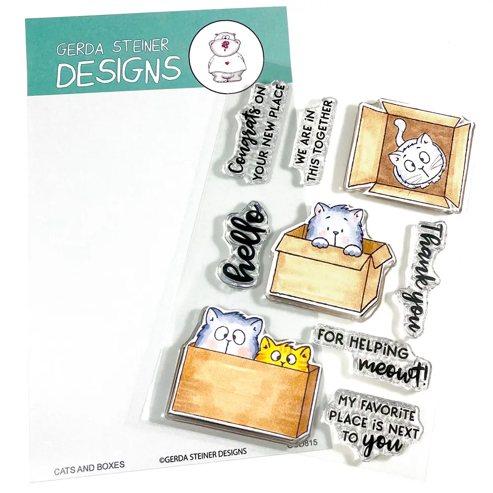 Cats And Boxes - 4X6 Clear Stamp Set 1