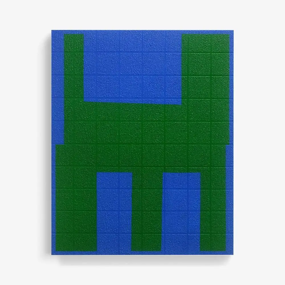 Grid I Green On Blue 1