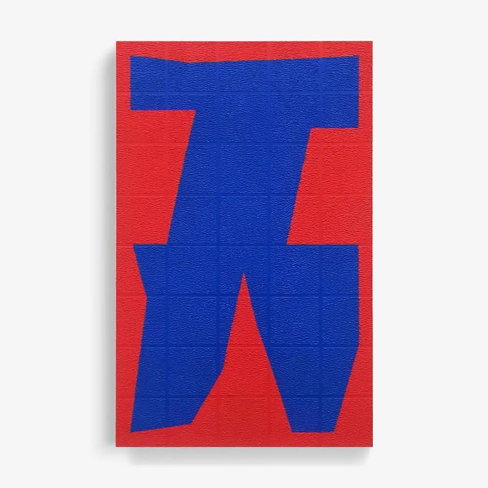 Grid Iv Blue On Red 1