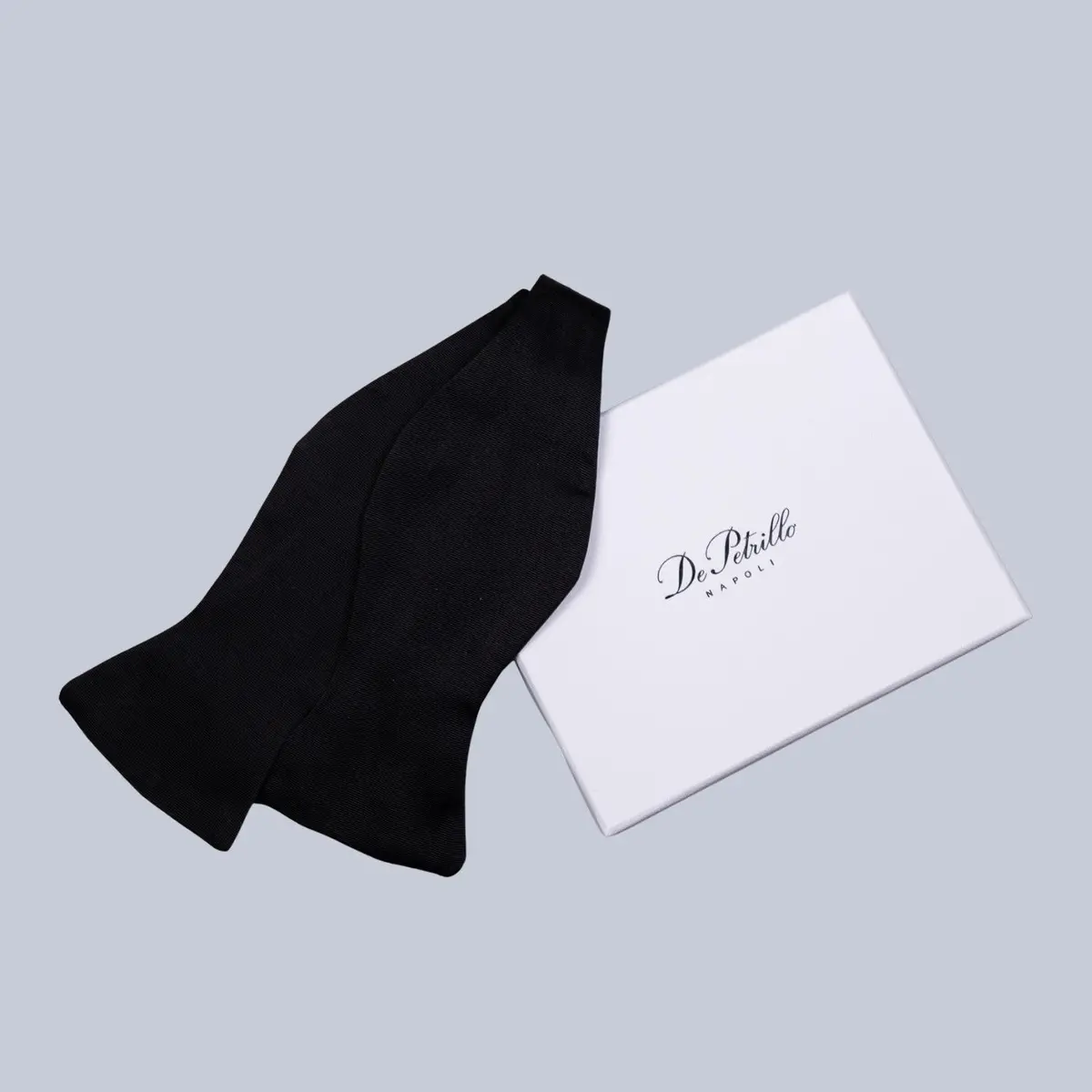 Black Ribbed Silk Cotton Bow Tie 1